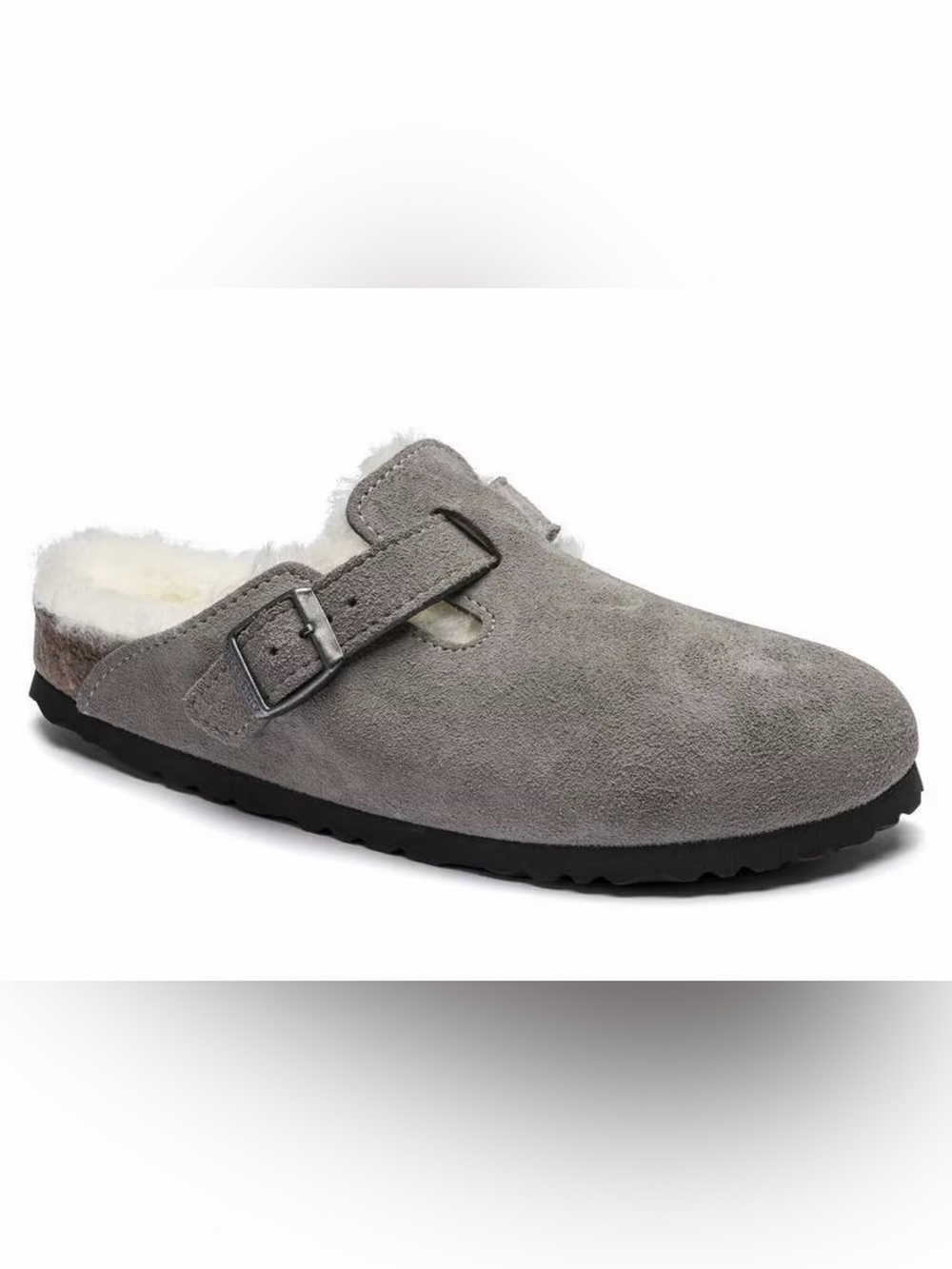 Birkenstock Boston Shearling Clogs Stone Coin Suede EU 40 US 9 Narrow